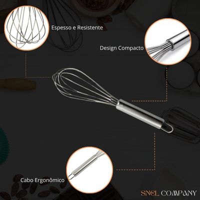 Fuê Batedor De Claras Ovos Bolo Profissional Aço Inox Grande 28,5cm