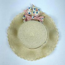 Chapéu Infantil Menina De Palha Sintética Com Laçinho Moda Verão bege