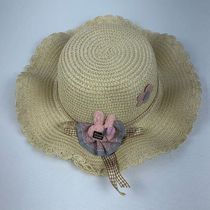 Chapéu De Palha Sintética Infantil Moda Praia Com Coelhinho Com Elástico caramelo