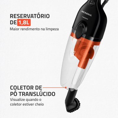 Aspirador de Pó Turbo Cycle  Mondial  Preto/Laranja  1500W- AP-40-B 127V