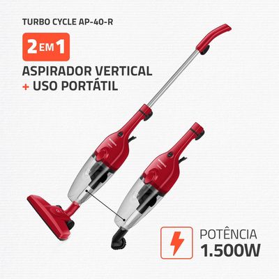 Aspirador de Pó Turbo Cycle  Mondial  Vermelho/Preto  1500W- AP-40-R 127V