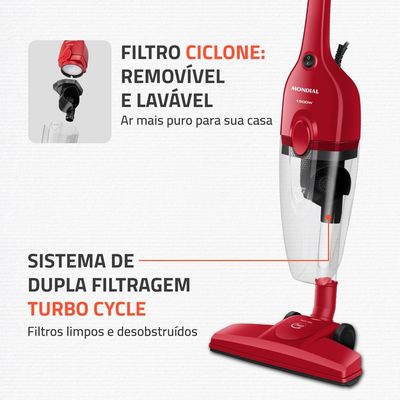 Aspirador de Pó Turbo Cycle  Mondial  Vermelho/Preto  1500W- AP-40-R 127V