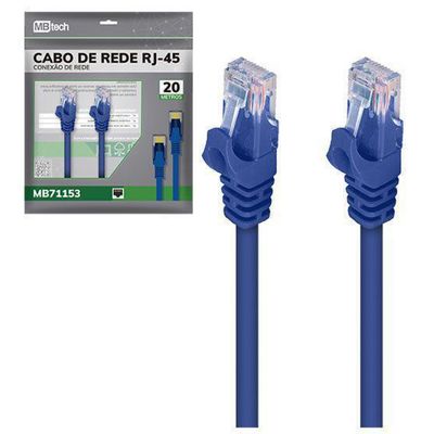 Cabo De Rede / Internet Rj-45 X Rj-45 Azul 20M