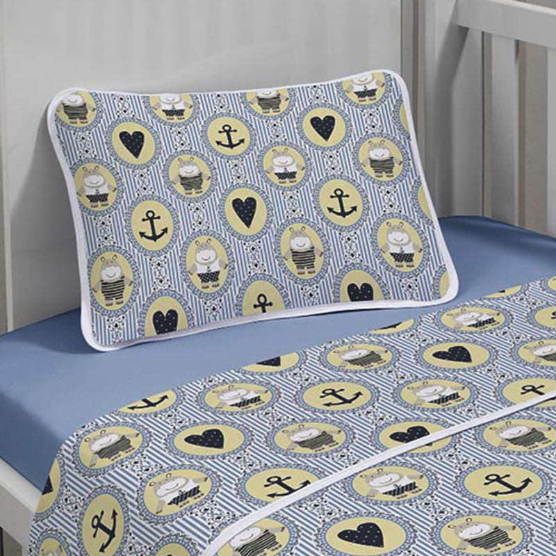 Jogo de Cama Tecebem Malha Mini Cama(Montessoriana) Nino 3 Peças Azul