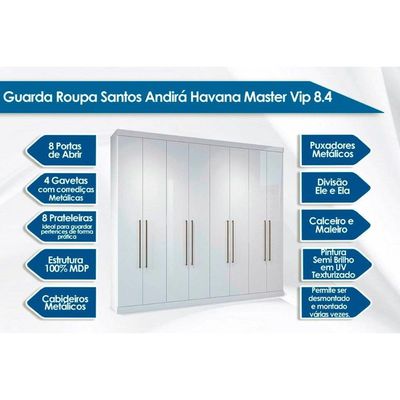 Guarda Roupa 2 Peças (1GuardaRoupa+1Cômoda) QC131 Branco - Santos Andirá