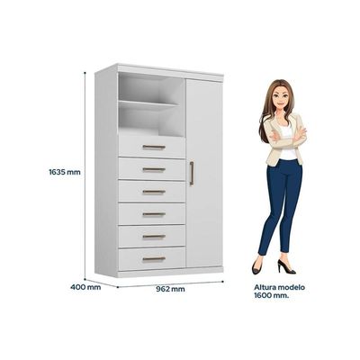 Guarda Roupa 2 Peças (1GuardaRoupa+1Cômoda) QC131 Branco - Santos Andirá