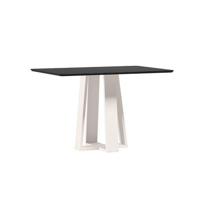 Mesa de Jantar Retangular com Tampo de Vidro Rubi Preto e Off White 120 cm