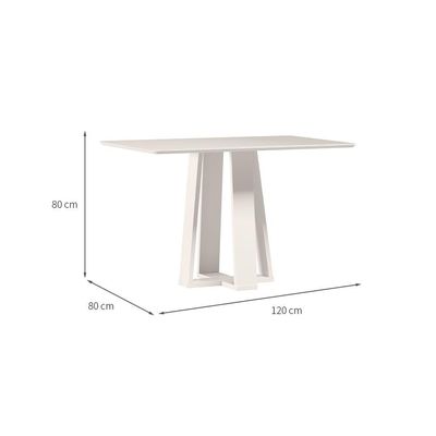 Mesa de Jantar Retangular com Tampo de Vidro Rubi Off White 120 cm