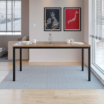 Mesa de Jantar Retangular com Tampo de MDF Adriana Amadeirado e Preto 170 cm