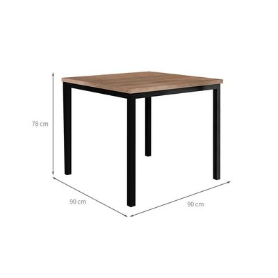 Mesa de Jantar Quadrada com Tampo de MDF Adriana Amadeirado e Preto 90 cm