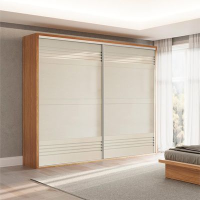 Guarda-Roupa Casal Girona 100% MDF 2 PT 4 GV Freijó e Off White