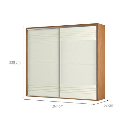Guarda-Roupa Casal Girona 100% MDF 2 PT 4 GV Freijó e Off White
