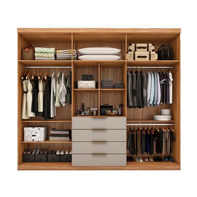 Guarda-Roupa Casal com Espelho Giardino 6 PT 4 GV Amêndola e Nude