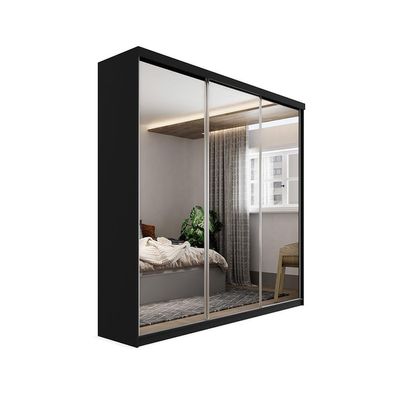 Guarda-Roupa Casal com 3 Espelhos Geneve 100% MDF 3 PT 4 GV Preto