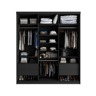 Guarda-Roupa Casal com 3 Espelhos Geneve 100% MDF 3 PT 4 GV Preto