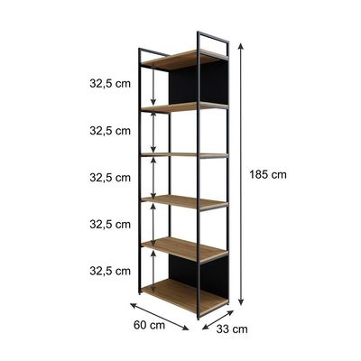 Estante com 4 Prateleiras e 2 Nichos Brooklyn Vermont e Preta 60 cm