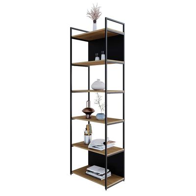 Estante com 4 Prateleiras e 2 Nichos Brooklyn Vermont e Preta 60 cm