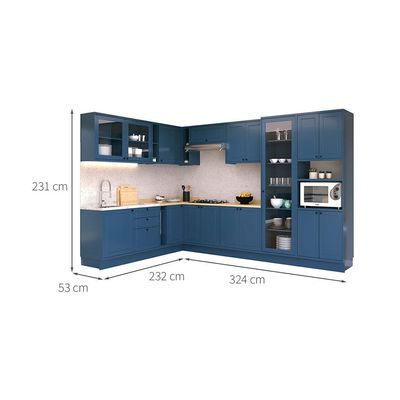 Cozinha Completa Évora 17 PT 3 GV Azul Órion e Carvalho
