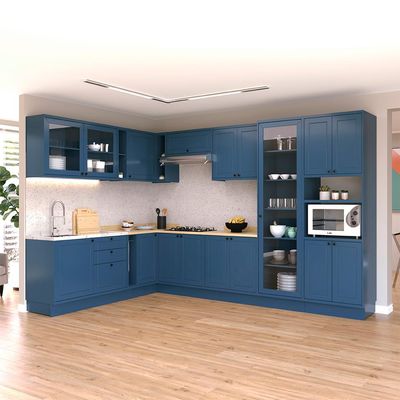 Cozinha Completa Évora 17 PT 3 GV Azul Órion e Carvalho