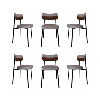 Conjunto de 6 Cadeiras Alloa com Detalhe Marrom Polipropileno Cinza Claro