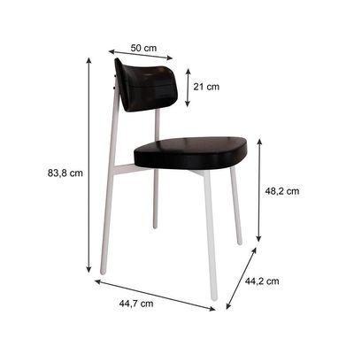 Conjunto com 6 Cadeiras Alloa Revestimento Sintético Preto e Branco