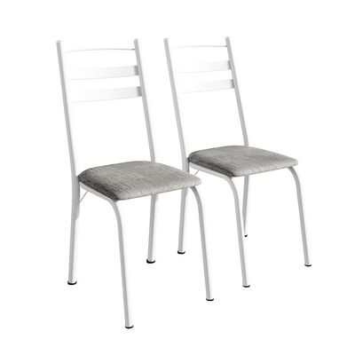 Conjunto com 2 Cadeiras Peters Revestimento Sintético Grafiato e Branco