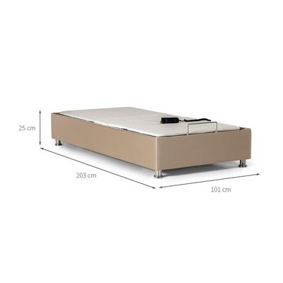 Base para Cama Box Solteiro Ajustável Danna Suede Bege