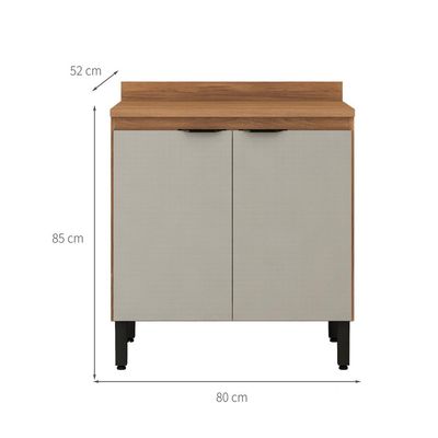 Balcão de Cozinha Firenze 2 PT Amêndola e Nude
