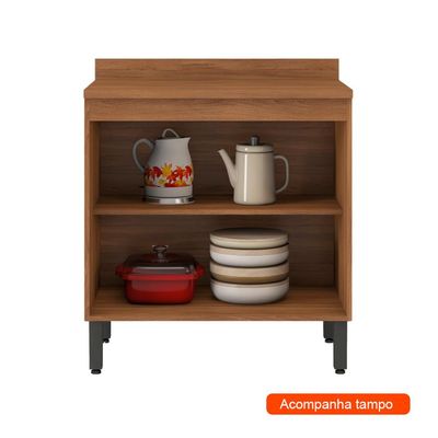 Balcão de Cozinha Firenze 2 PT Amêndola e Nude