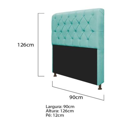 Kit Cabeceira e Recamier 90 Cm Solteiro Suede Azul Tiffany