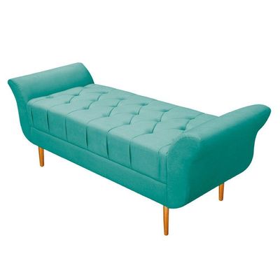 Kit Cabeceira e Recamier 90 Cm Solteiro Suede Azul Tiffany