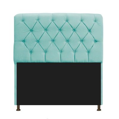 Kit Cabeceira e Recamier 90 Cm Solteiro Suede Azul Tiffany