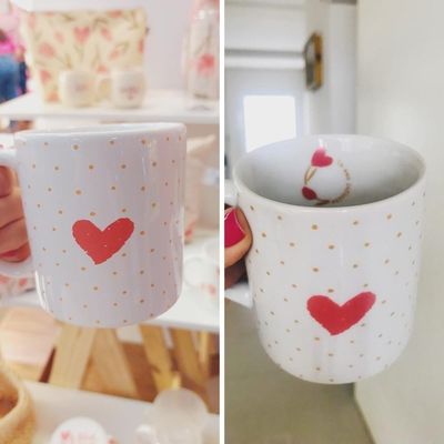 Caneca Porcelana Amor Perfeito Coração Decoração De Natal Branco