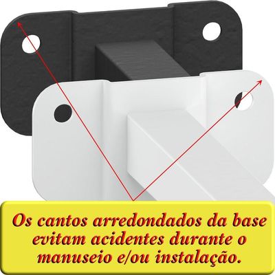 10 Suportes Refletor Base Reta Braço 80 Cm 10 Cjts - Preto