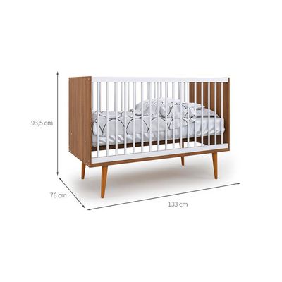 Berço Encanto Nogal e Branco 76 cm
