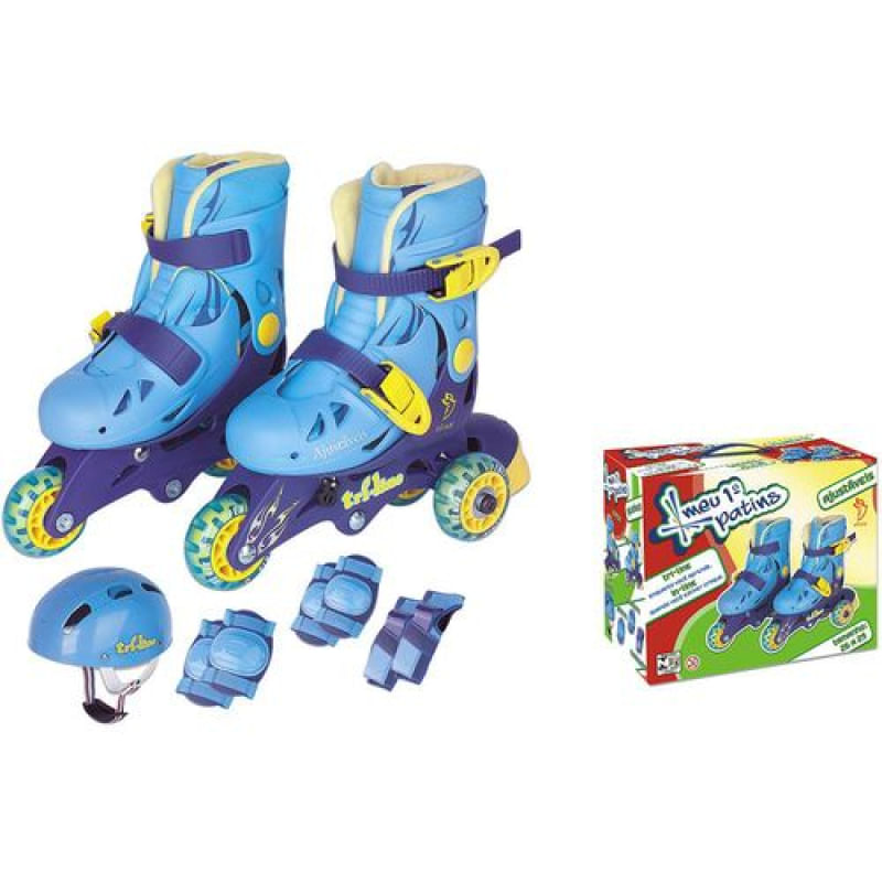 Patins TriLine Ajust. C/Acessórios Azul 30/33 Fenix TL-01A