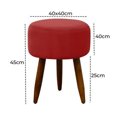 Puff Decorativo Redondo Pé Palito Herrero Vermelho