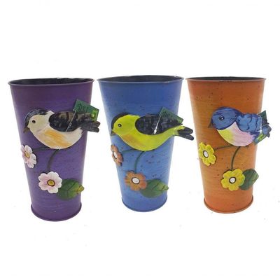 Vaso Jardim Quintal Varanda Passaro Flor De Ferro Laranja