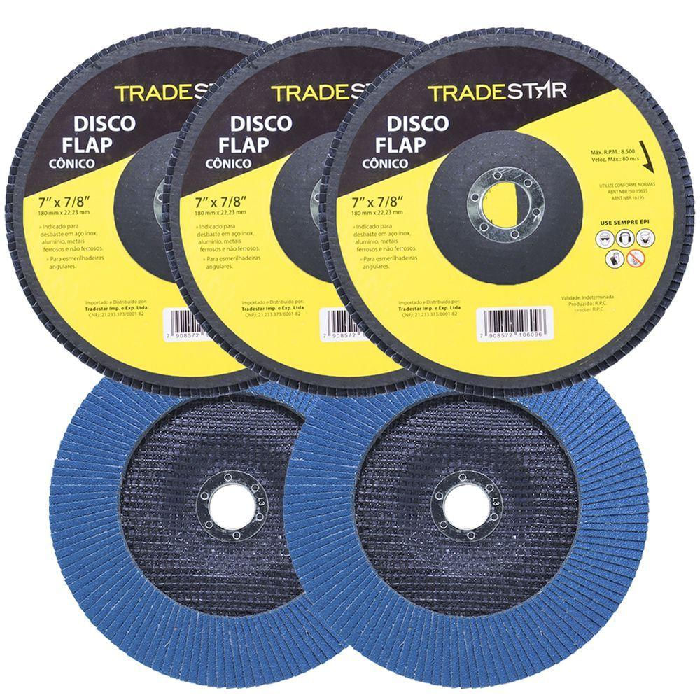 Kit Disco De Lixa Flap 7 Pol Grão 40 P/ Lixadeira 05 Un