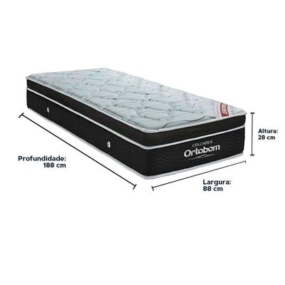 Cama Box Baú Cinza E Colchão Elegant Molas Ensacadas Solteiro Ortobom