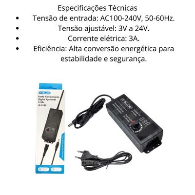 Fonte De Alimentaçao Digital Ajustável 3 A 24v Le-0185