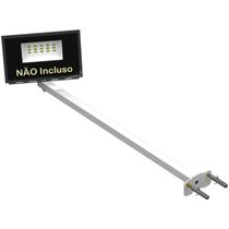03 Suportes Refletor Base Reta Braço 60 Cm 3 Cjts - Branco