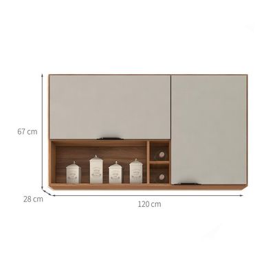 Armário Aéreo Firenze 2 PT Amêndola e Nude 120 cm