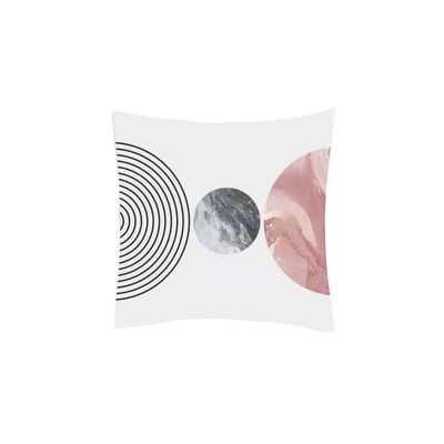 Capa de Almofada Rosa Lisa Preto Toque Veludo Circulos 2un