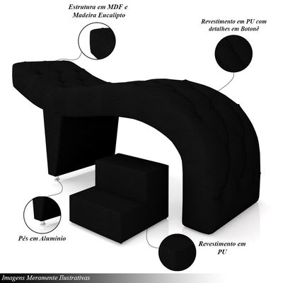 Maca de Estética para Massagem Cílios Fixa Lash Estofada com Escada PU Preto G83 - Gran Belo