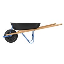 Carrinho de Mão Tramontina com Caçamba Rasa Plástica Preta 50 L, Braço de Madeira e Pneu com Câmara