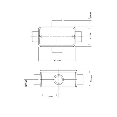 Condulete fixo 1.1/2" tipo "X" - com tampa / rosca BSP / sem pintura