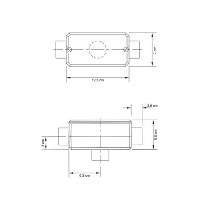 Condulete fixo 1.1/4" tipo "X" - com tampa / rosca BSP / sem pintura