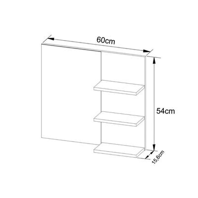 Armário de Banheiro c/ Espelho BN3608 3 Prateleiras 60cm Amêndoa - Tecno Mobili