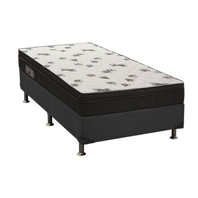 Conjunto Box Solteiro: Colchão Espuma Ortobom D45 Light Saúde + Base CRC Suede Black (88x188)